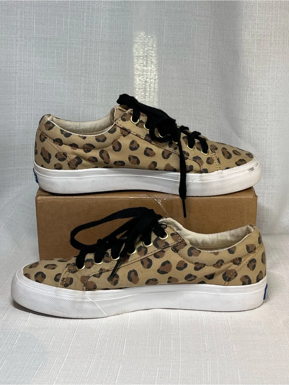 Keds Leopard Print Platform Sneakers Tan Black Canvas Shoes Women’s Size 6
